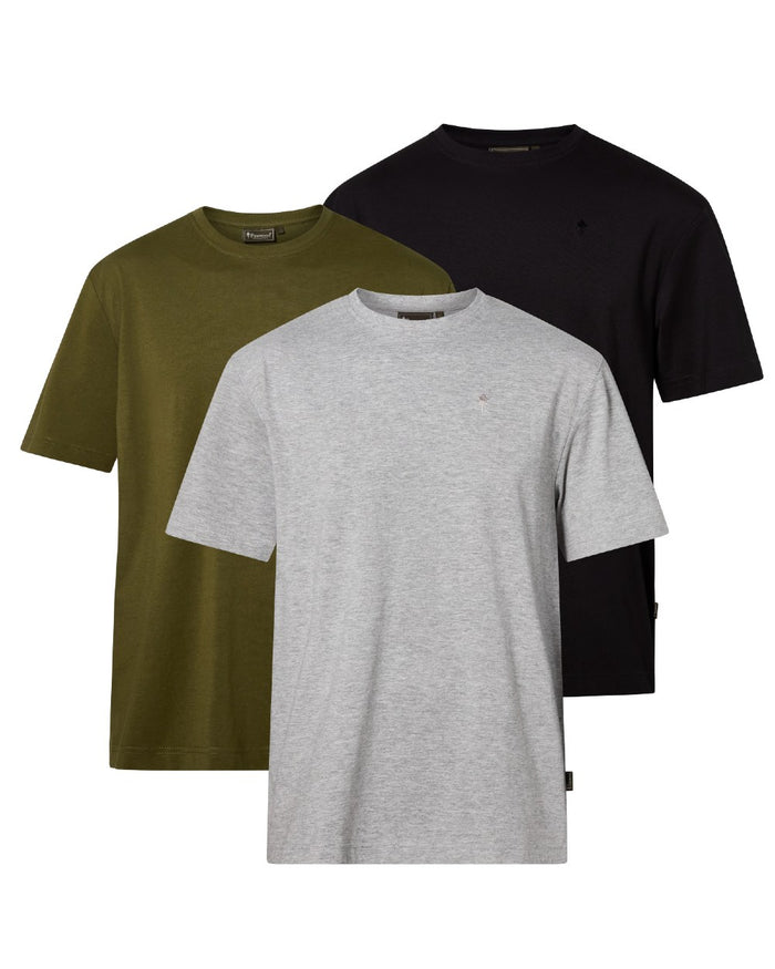 Grey Melange Pine Black coloured Pinewood Mens 3 Pack T-Shirt on white background #colour_grey-melange-pine-black