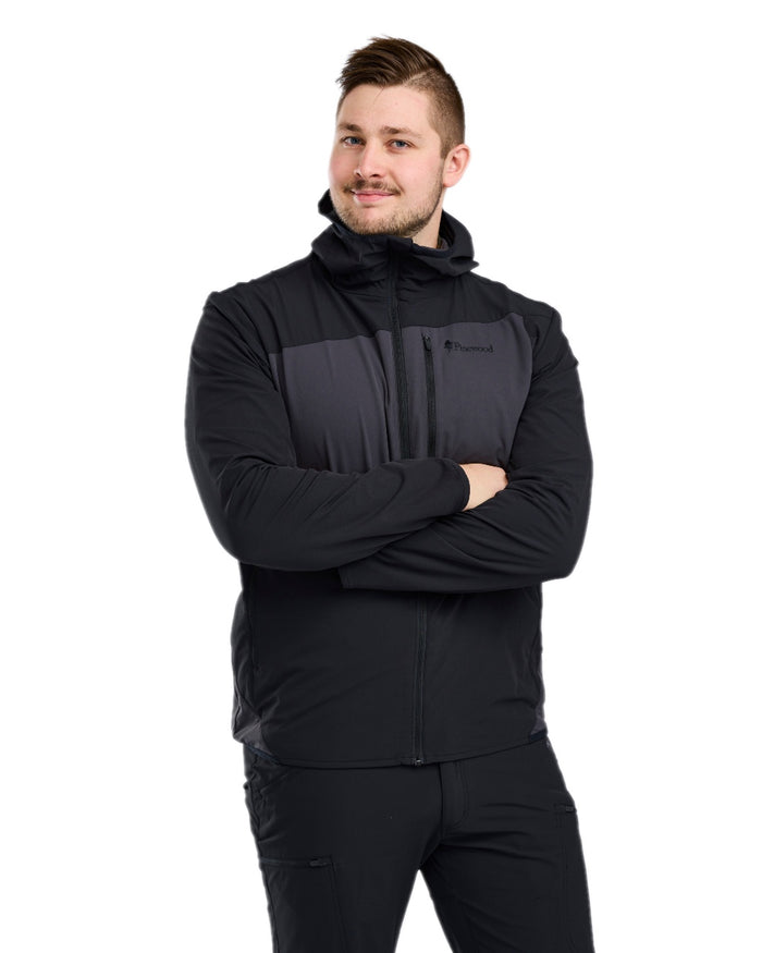 Black Dark Anthracite Coloured Pinewood Mens Abisko Light Stretch Jacket on white background #colour_black-dark-anthracite