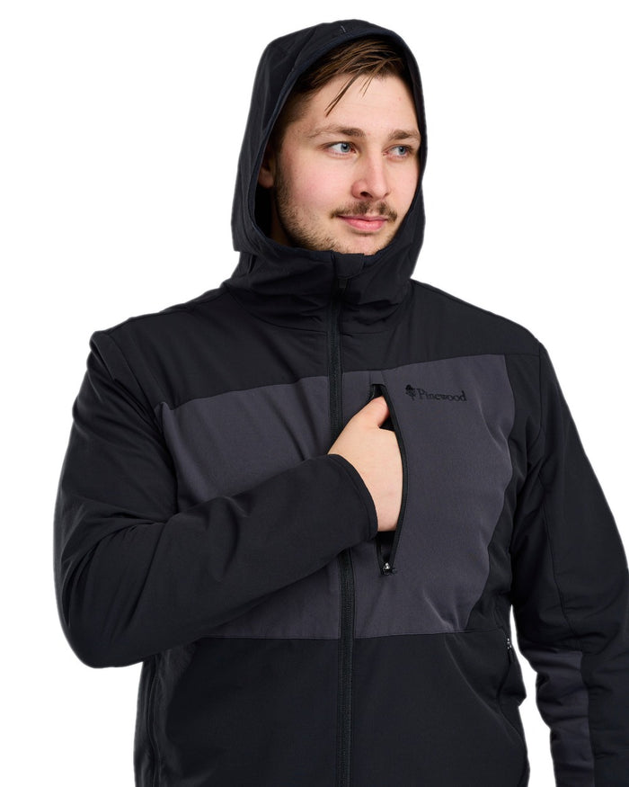 Black Dark Anthracite Coloured Pinewood Mens Abisko Light Stretch Jacket on white background #colour_black-dark-anthracite