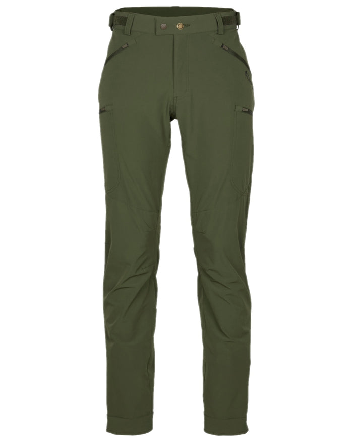 Mossgreen Coloured Pinewood Mens Abisko Light Stretch Trousers on white background #colour_mossgreen