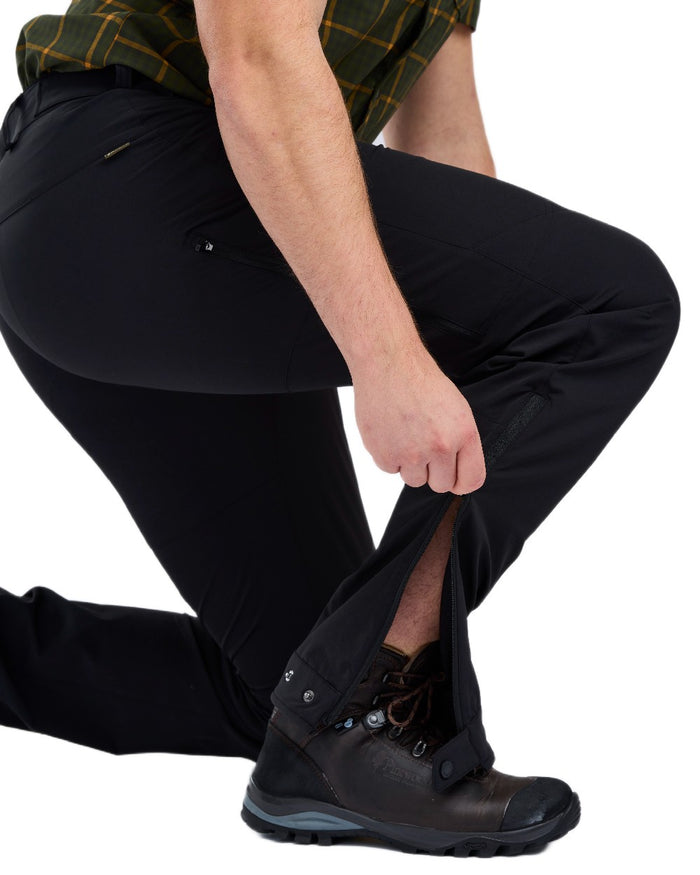 Black Coloured Pinewood Mens Abisko Light Stretch Trousers on white background #colour_black