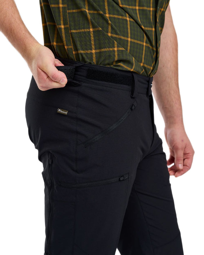 Black Coloured Pinewood Mens Abisko Light Stretch Trousers on white background #colour_black