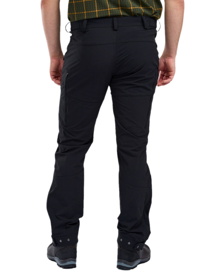 Black Coloured Pinewood Mens Abisko Light Stretch Trousers on white background #colour_black