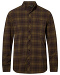 Dark Olive Dark Sandstone coloured Pinewood Mens Abisko Trekking InsectSafe Long Sleeve Shirt on white background #colour_dark-olive-dark-sandstone