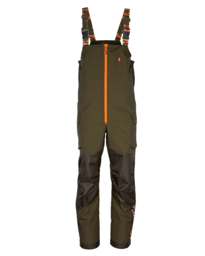 Green Dark Green Coloured Pinewood Mens Bolmen Fishing Bib Trousers on white background #colour_green-dark-green