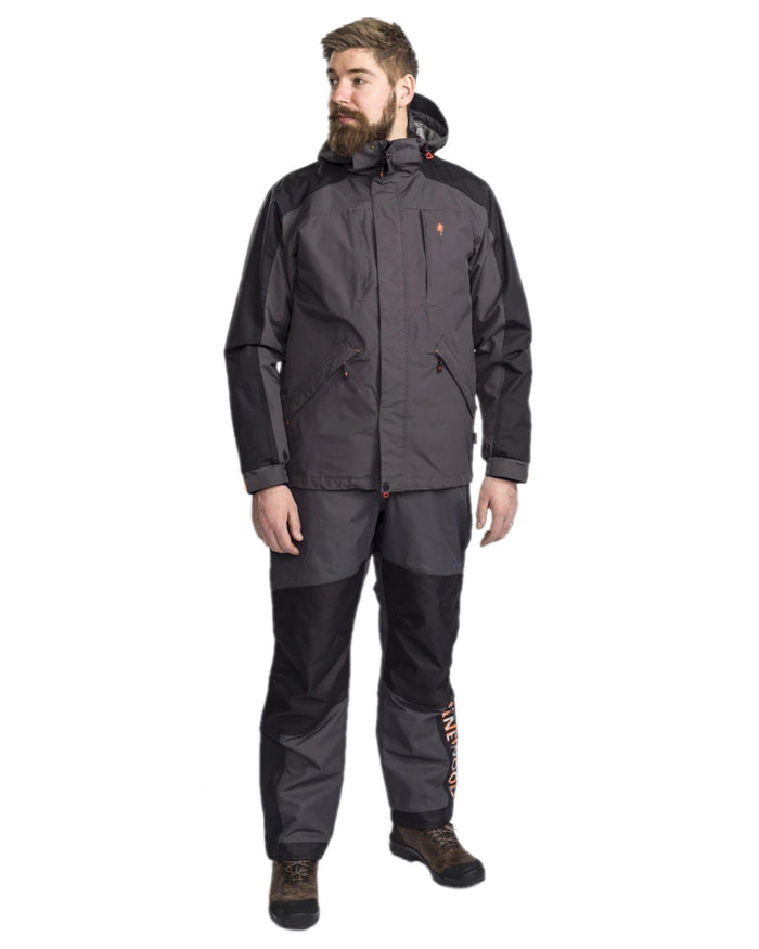 Dark Anthracite Black Coloured Pinewood Mens Bolmen Fishing Jacket on white background #colour_dark-anthracite-black