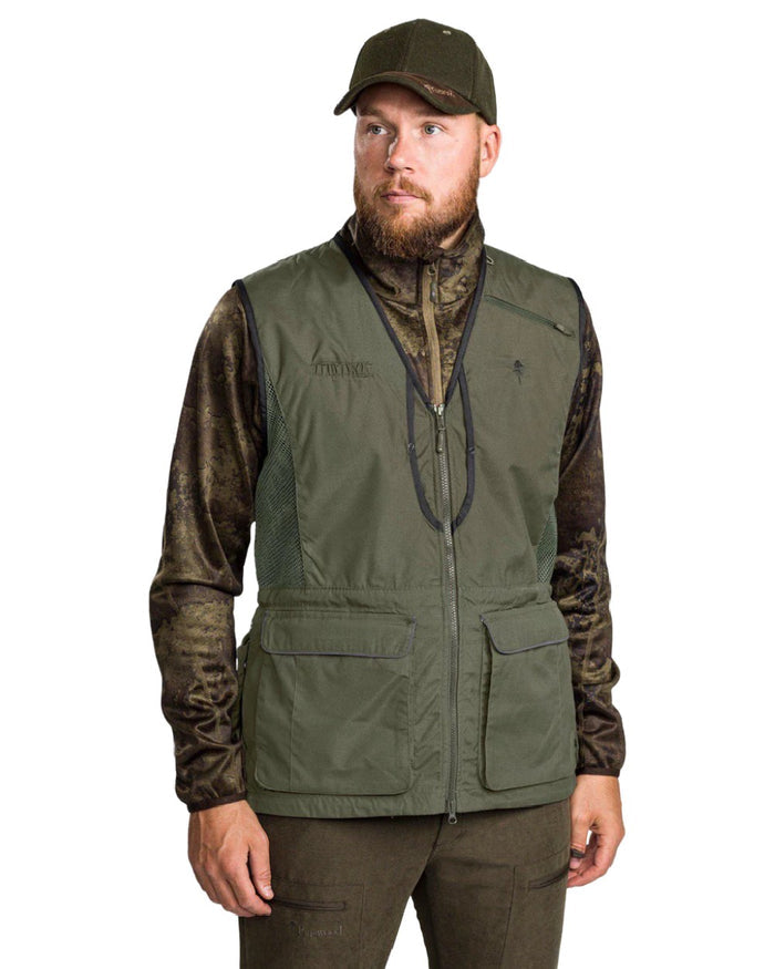 Moss Green coloured Pinewood Mens Dog Sports 2.0 Vest on white background #colour_moss-green