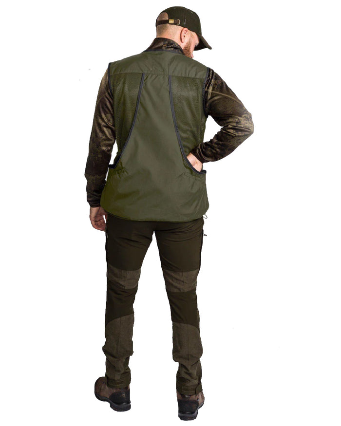 Moss Green coloured Pinewood Mens Dog Sports 2.0 Vest on white background #colour_moss-green