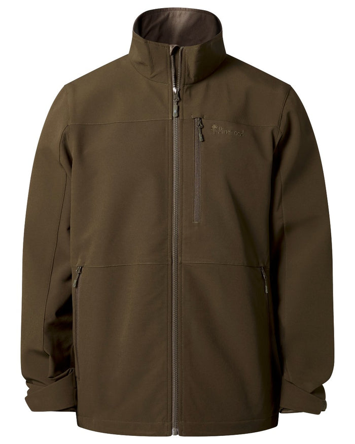 Dark Olive coloured Pinewood Mens Dog Sports Hybrid Stretch Jacket on white background #colour_dark-olive