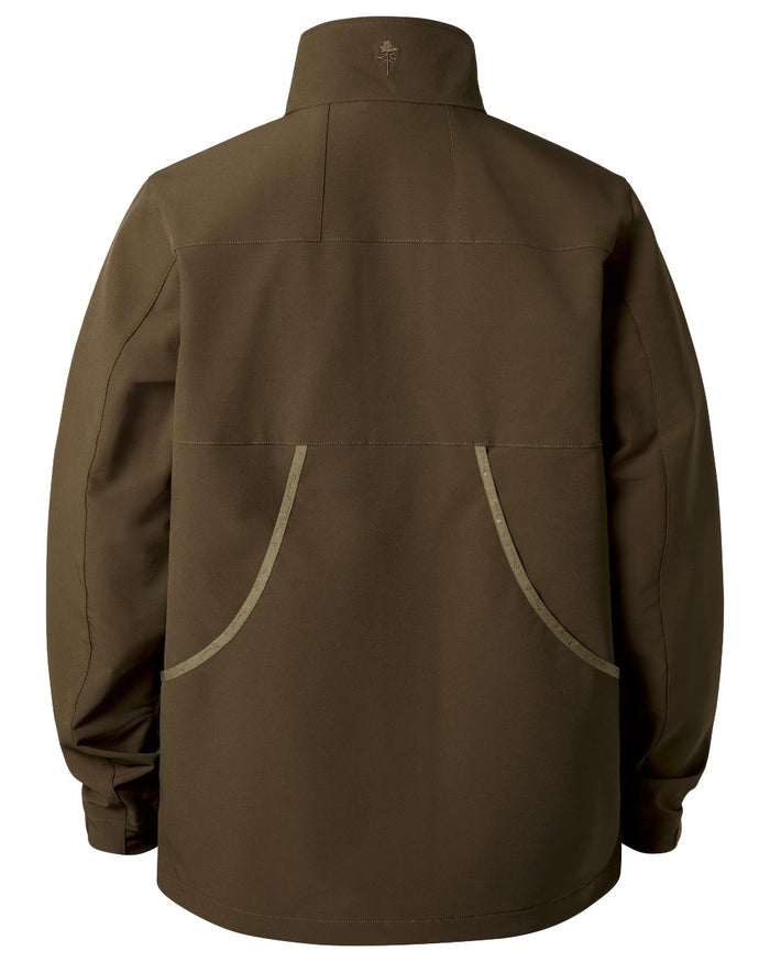 Dark Olive coloured Pinewood Mens Dog Sports Hybrid Stretch Jacket on white background #colour_dark-olive