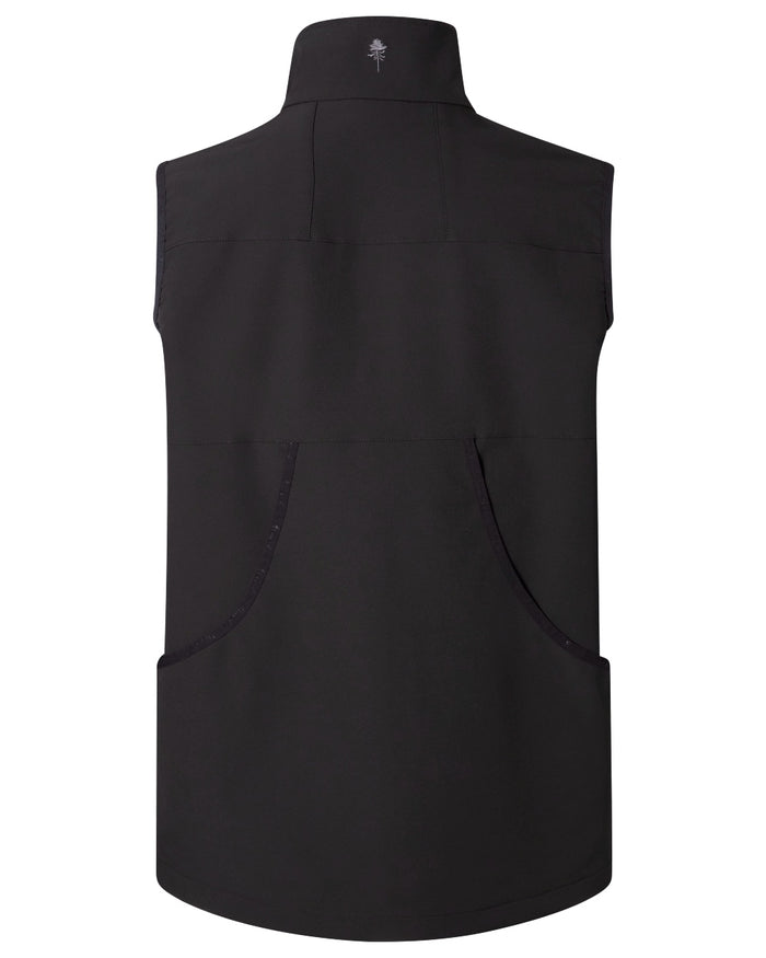 Black coloured Pinewood Mens Dog Sports Stretch Vest on white background #colour_black