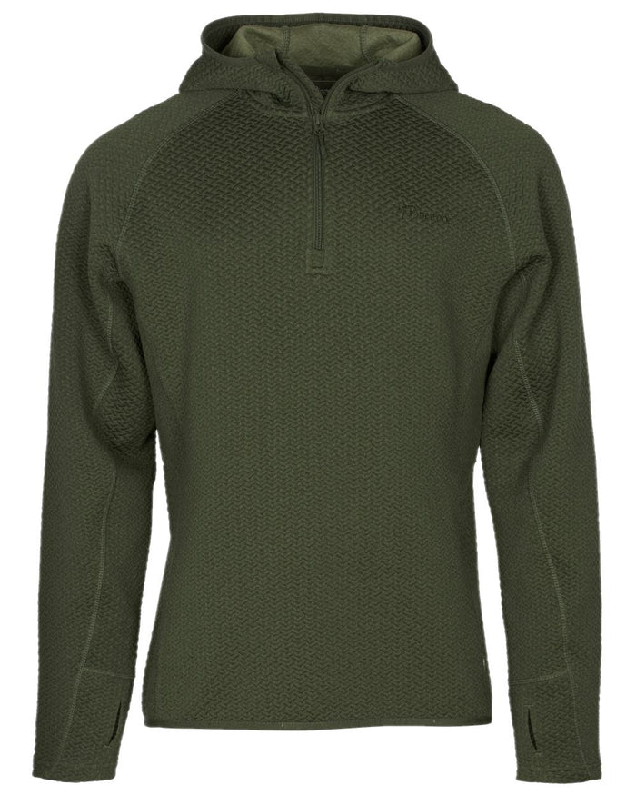 Dark Green Mel Coloured Pinewood Mens Everyday Travel Hoodie on white background #colour_dark-green-mel