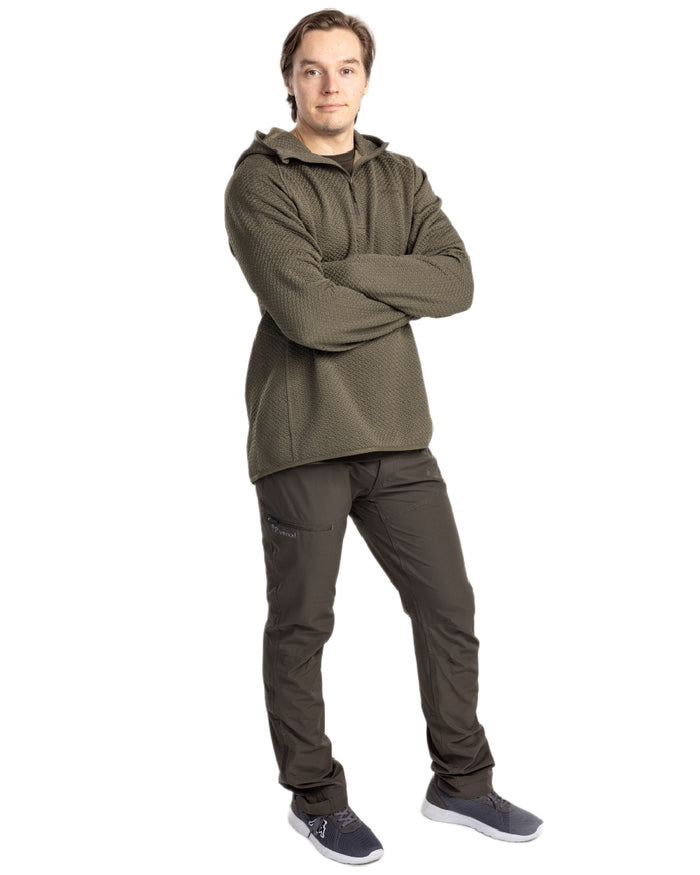 Dark Green Mel Coloured Pinewood Mens Everyday Travel Hoodie on white background #colour_dark-green-mel