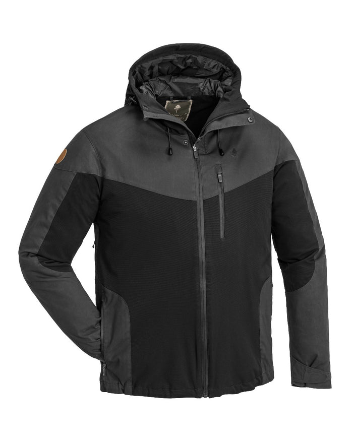 Black Dark Anthracite Coloured Pinewood Mens Finnveden Hybrid Extreme Jacket on white background #colour_black-dark-anthracite