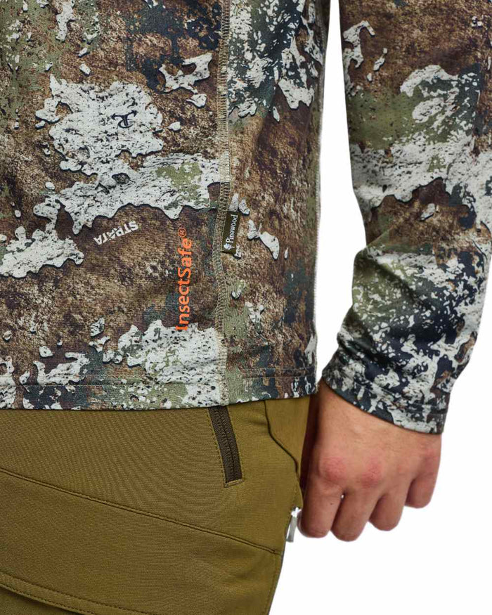 Strata coloured Pinewood Mens Furudal Camou InsectSafe Hoodie on white background #colour_strata