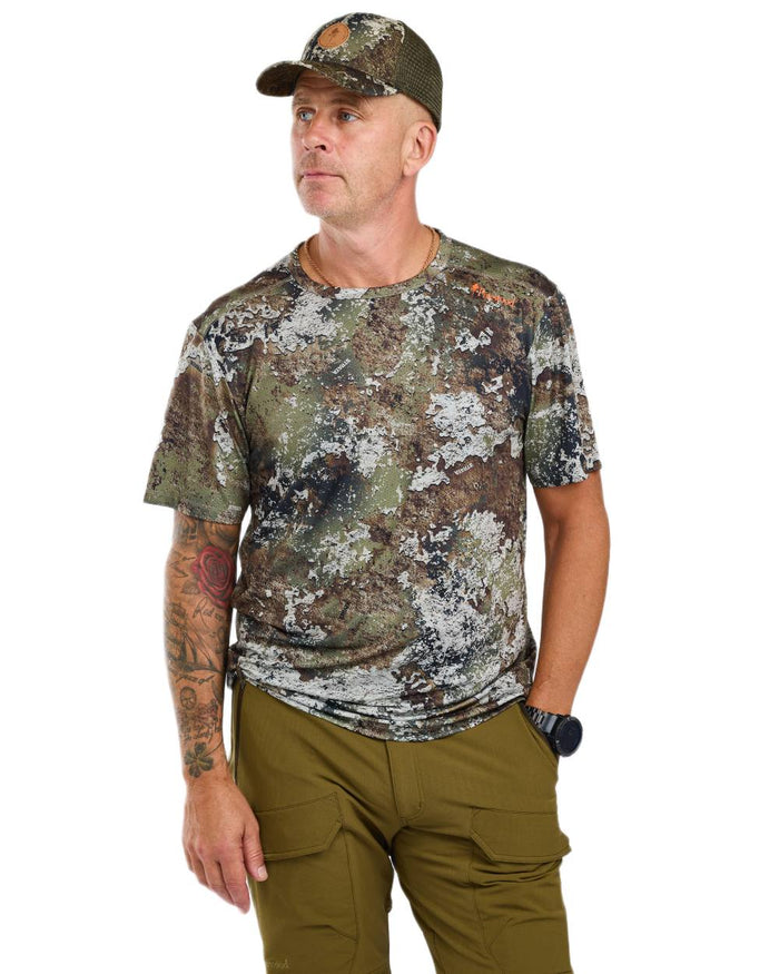 Strata coloured Pinewood Mens Furudal Camou T-Shirt on white background #colour_strata