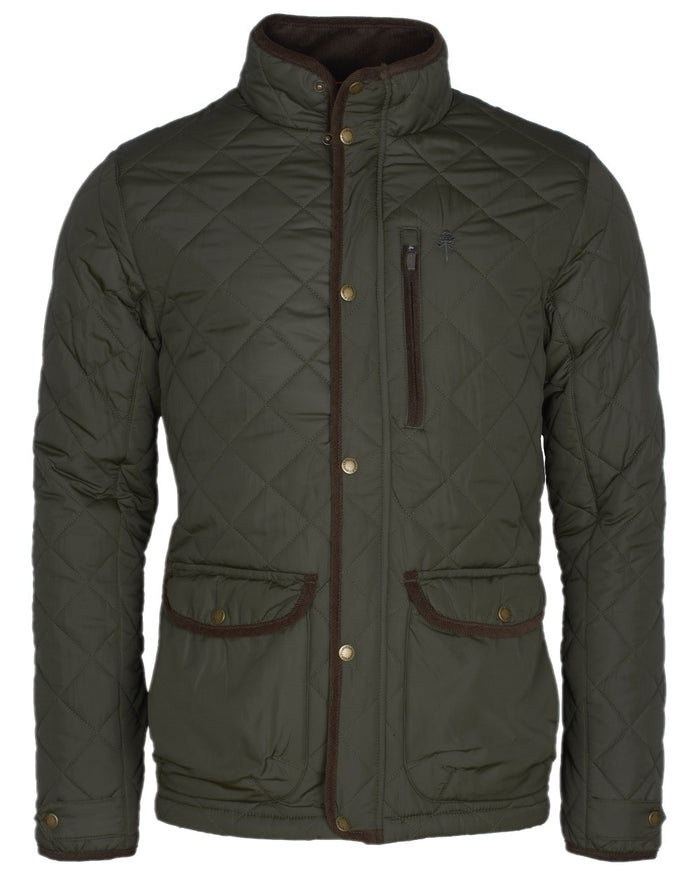 Moss Green Coloured Pinewood Mens Nydala Classic Quilted Jacket on white background #colour_moss-green