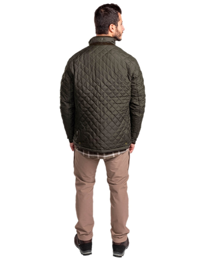 Moss Green Coloured Pinewood Mens Nydala Classic Quilted Jacket on white background #colour_moss-green