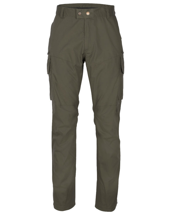Dark Olive coloured Pinewood Mens Smaland Hunters Insectsafe Trousers on white background #colour_dark-olive
