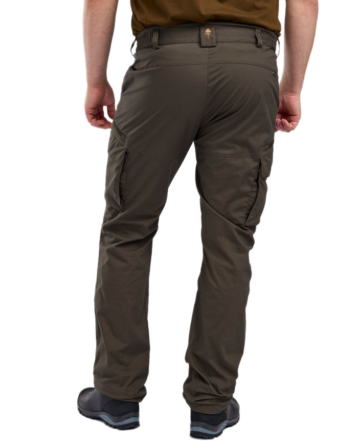 Dark Olive coloured Pinewood Mens Smaland Hunters Insectsafe Trousers on white background #colour_dark-olive