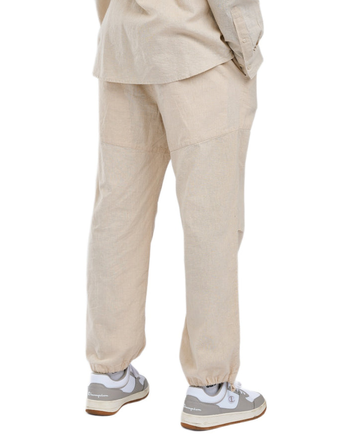 Linen Beige coloured Pinewood Mens Varnamo InsectSafe Hemp Mix Trousers on white background #colour_linen-beige