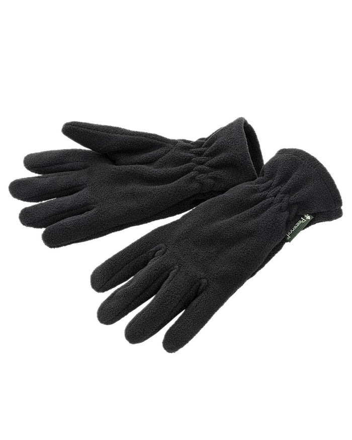 Black Coloured Pinewood Samuel Fleece Gloves on white background #colour_black