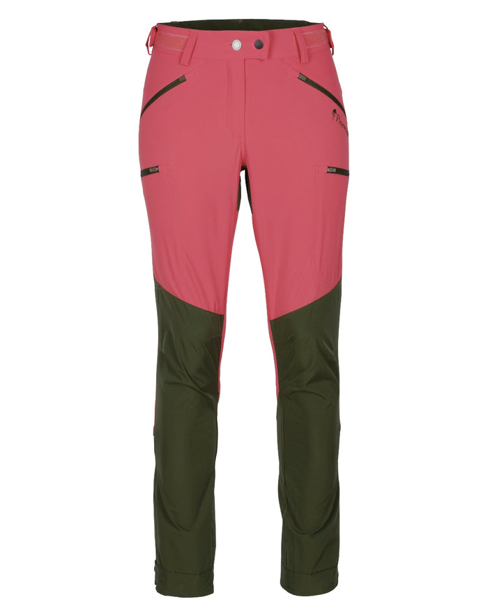 Pink Blush Mossgreen Coloured Pinewood Womens Abisko Brenton Trousers on white background #colour_pink-blush-mossgreen