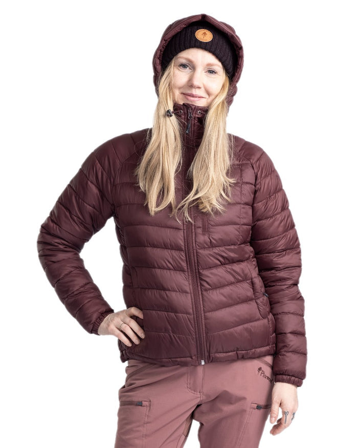 Earth Plum Coloured Pinewood Womens Abisko Insulation Jacket on white background #colour_earth-plum