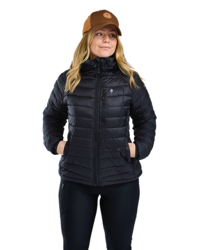 Black Coloured Pinewood Womens Abisko Insulation Jacket on white background #colour_black