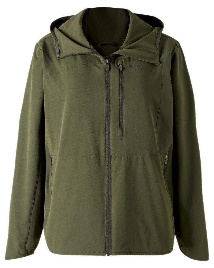 Mossgreen Coloured Pinewood Womens Abisko Light Stretch Jacket on white background #colour_mossgreen