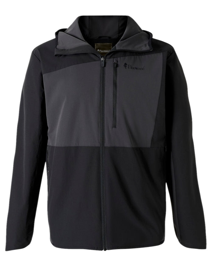 Black Dark Anthracite Coloured Pinewood Womens Abisko Light Stretch Jacket on white background #colour_black-dark-anthracite