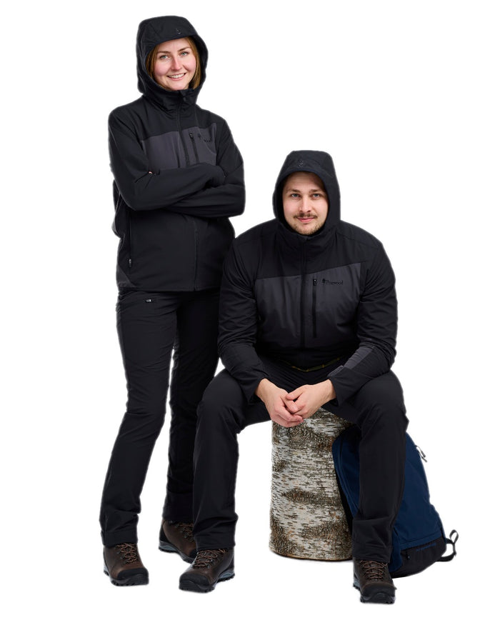 Black Dark Anthracite Coloured Pinewood Womens Abisko Light Stretch Jacket on white background #colour_black-dark-anthracite