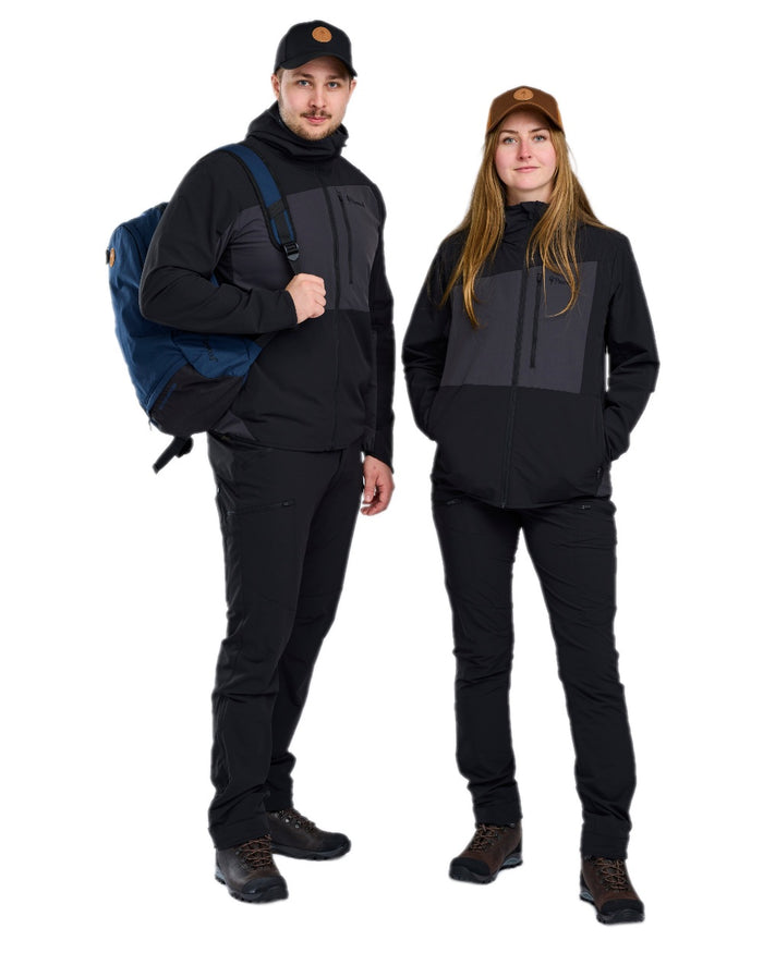 Black Dark Anthracite Coloured Pinewood Womens Abisko Light Stretch Jacket on white background #colour_black-dark-anthracite