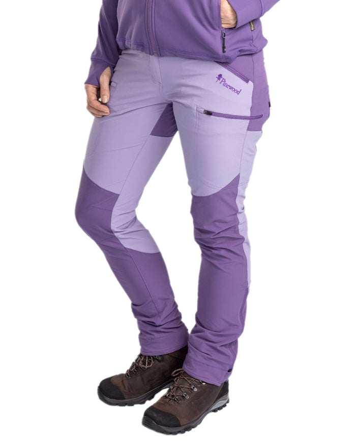Light Lilac Coloured Pinewood Womens Abisko Light Stretch Trousers on white background #colour_light-lilac
