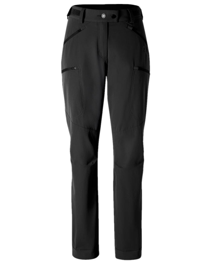 Black Coloured Pinewood Womens Abisko Light Stretch Trousers on white background #colour_black