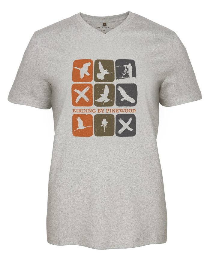 Light Grey Melange Combo coloured Pinewood Womens Birding T-Shirt on white background #colour_light-grey-melange-combo