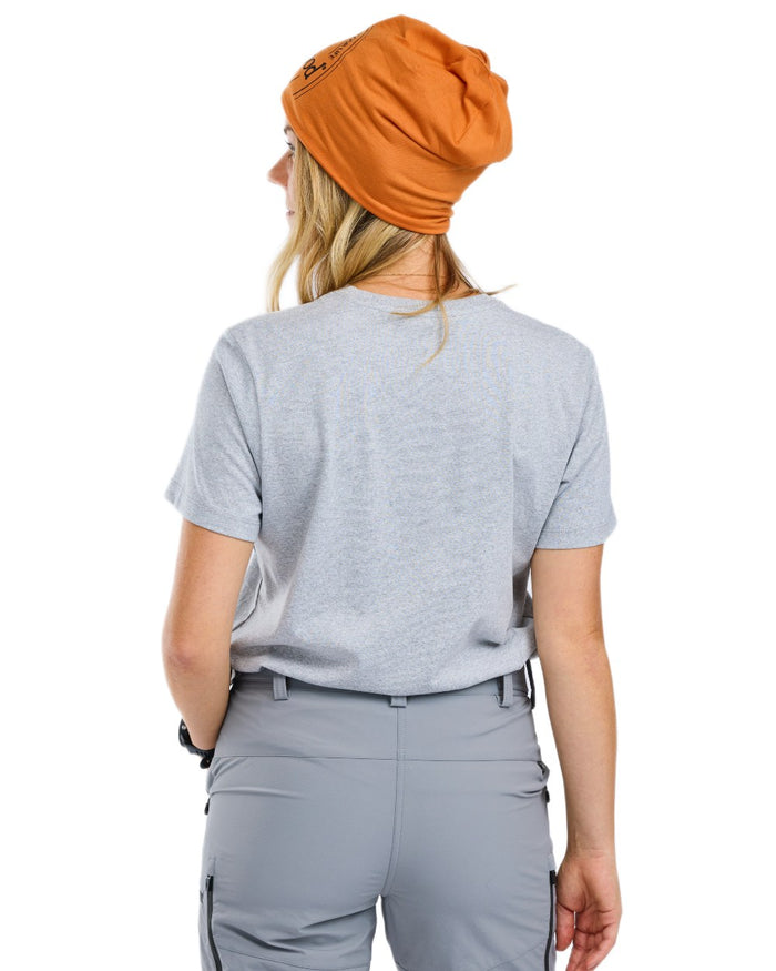 Light Grey Melange Combo coloured Pinewood Womens Birding T-Shirt on white background #colour_light-grey-melange-combo