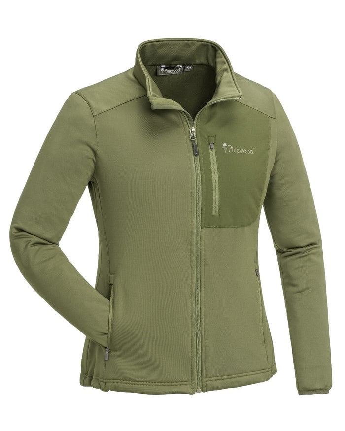 Leaf coloured Pinewood Womens Brenton Power Fleece Jacket on white background #colour_leaf