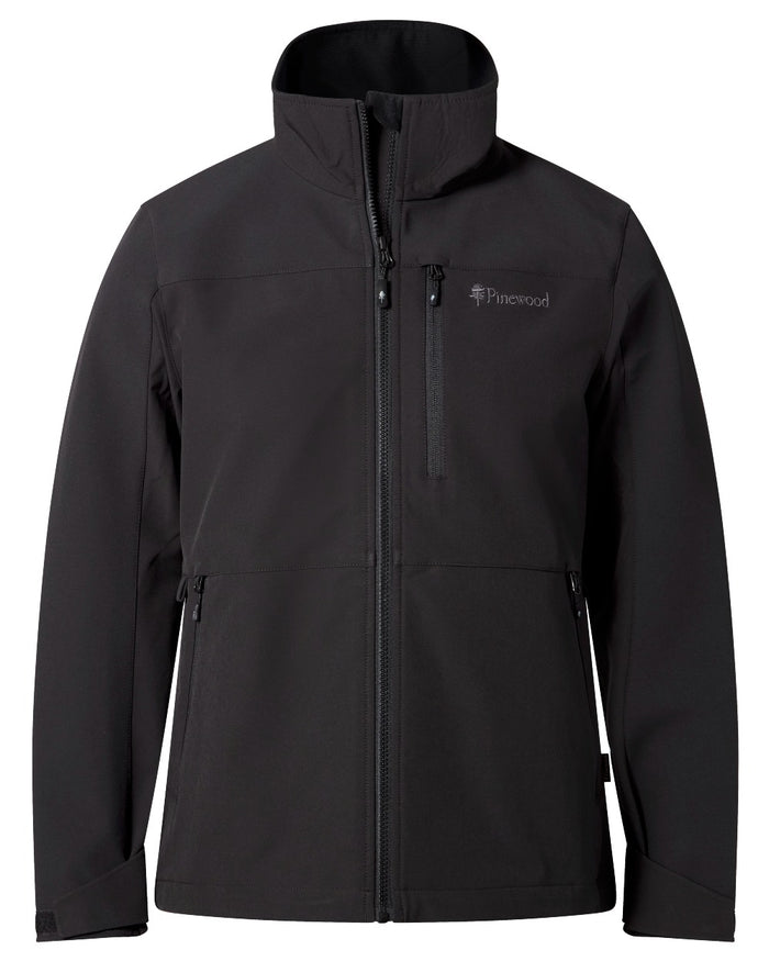 Black coloured Pinewood Womens Dog Sports Hybrid Stretch Jacket on white background #colour_black