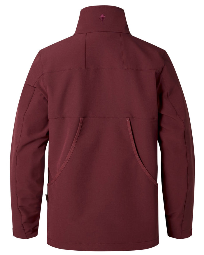 Earth Plum coloured Pinewood Womens Dog Sports Hybrid Stretch Jacket on white background #colour_earth-plum