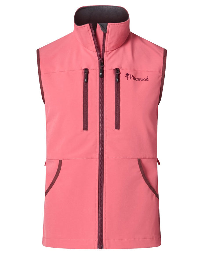 Cherry Pink coloured Pinewood Womens Dog Sports Stretch Vest on white background #colour_cherry-pink