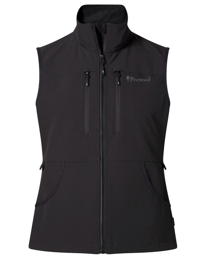 Black coloured Pinewood Womens Dog Sports Stretch Vest on white background #colour_black