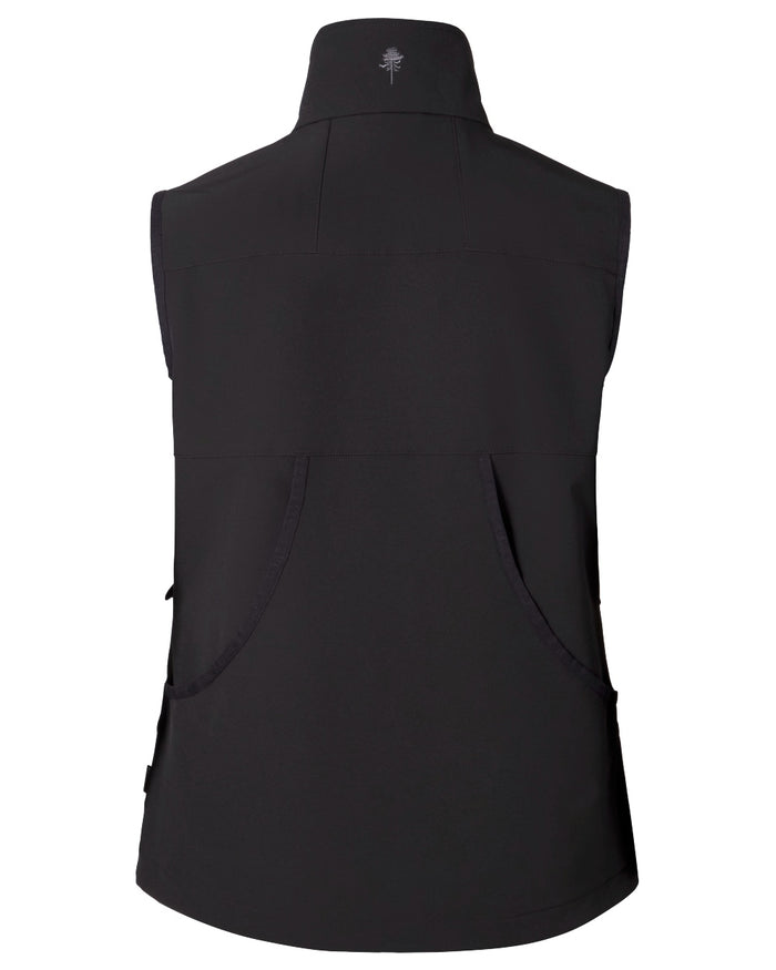 Black coloured Pinewood Womens Dog Sports Stretch Vest on white background #colour_black