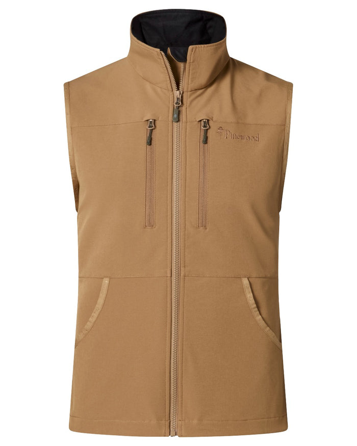 Dark Sandstone coloured Pinewood Womens Dog Sports Stretch Vest on white background #colour_dark-sandstone