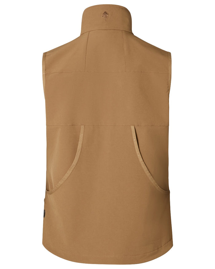 Dark Sandstone coloured Pinewood Womens Dog Sports Stretch Vest on white background #colour_dark-sandstone