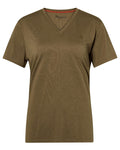 Olive Green coloured Pinewood Womens Finnveden Forest T-Shirt on white background #colour_olive-green
