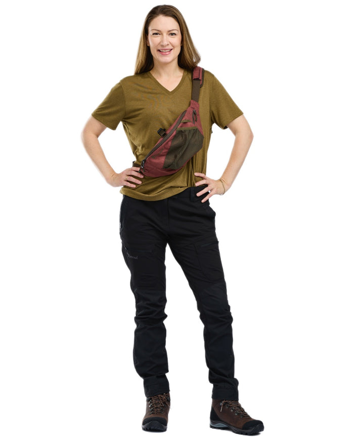 Olive Green coloured Pinewood Womens Finnveden Forest T-Shirt on white background #colour_olive-green