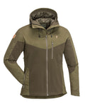 Dark Olive Hunting Olive Coloured Pinewood Womens Finnveden Hybrid Extreme Jacket on white background #colour_dark-olive-hunting-olive