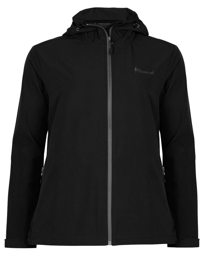 Black coloured Pinewood Womens Finnveden Trail Stretch Jacket on white background #colour_black