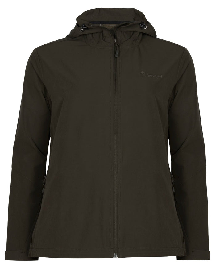 Dark Green coloured Pinewood Womens Finnveden Trail Stretch Jacket on white background #colour_dark-green